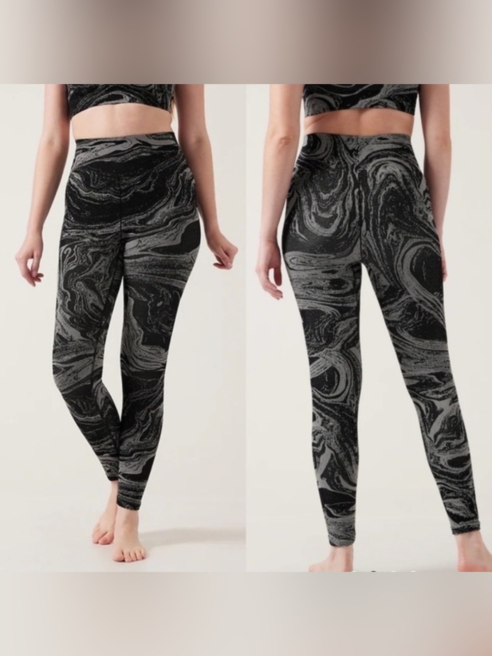 Athleta Marble Shine Seamless Tight Leggings - Black/Grey NWOT